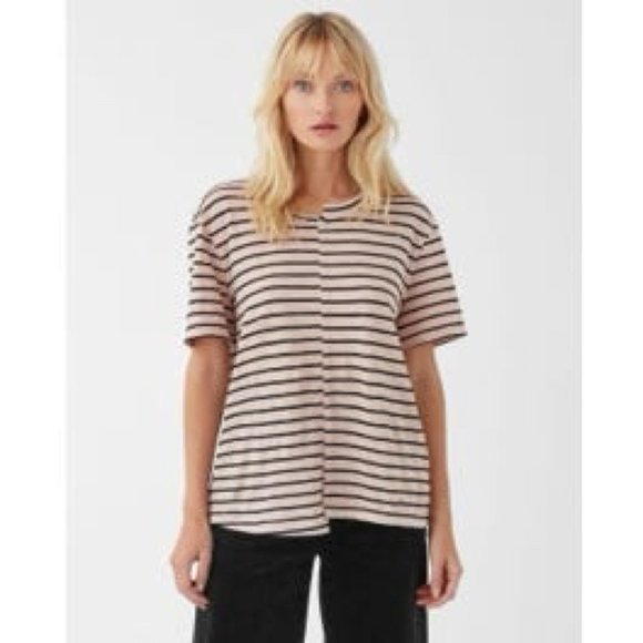 NEW Splendid Milo Mineral Wash Striped Split Tee - Picture 1 of 8